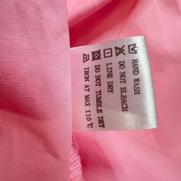 # A229  Nancy Barbiecore   Pink Puff Sleeve Ruffle Hem  Shift Dress  NWT  L - Picture 4 of 7